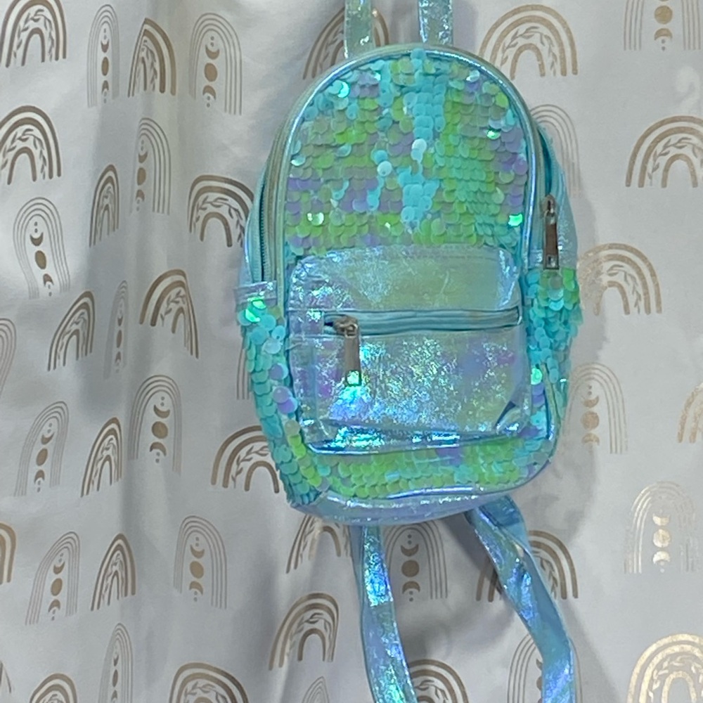 Wonder Nation Mermaid Blue and Green Sequin Kids Backpack